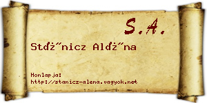 Stánicz Aléna névjegykártya